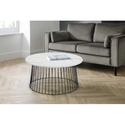 Broadway Round Coffee Table White Marble