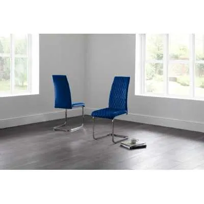 Calabria Velvet Cantilever Dining Chair Blue