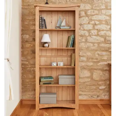 Solid Light Oak Large Tall Bookcase 4 Adjustable Shelves