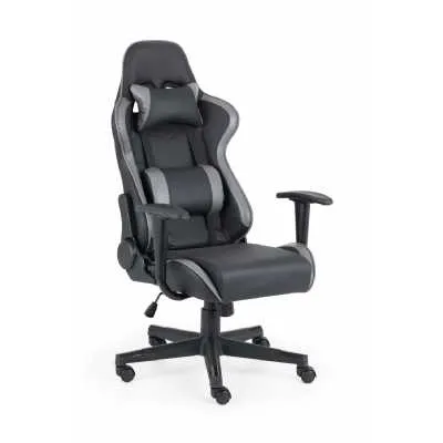 Gaming Chair Modern Black Faux Leather Upholstery Tilt Mechanism 5 Castor Base