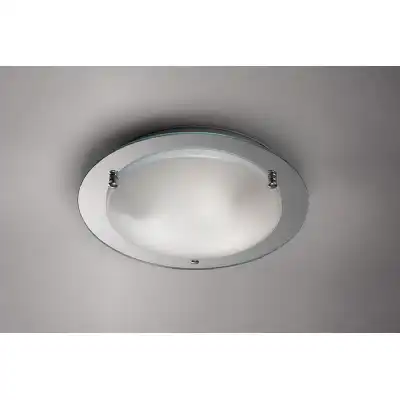 Brooklyn Flush Ceiling, 400mm Round, 3 Light E27 Polished Chrome
