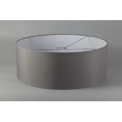Sigma Round Cylinder, 600 x 220mm Faux Silk Fabric Shade, Grey White Laminate