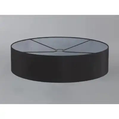 Serena Round Cylinder, 600 x 150mm Faux Silk Fabric Shade, Black