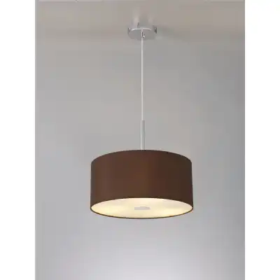 Baymont Polished Chrome 3m 3 Light E27 Single Pendant c w 400 Dual Faux Silk Fabric Shade, Cocoa Grecian Bronze And 400mm Frosted PC Acrylic Diffuser