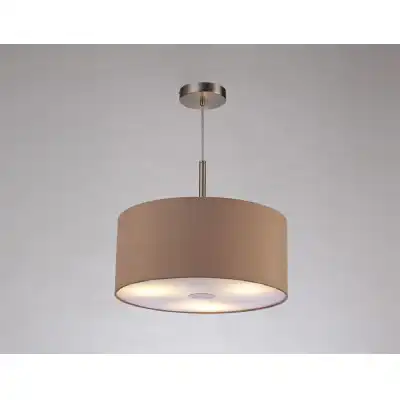Baymont Satin Nickel 3m 3 Light E27 Single Pendant c w 400mm Dual Faux Silk Shade, Antique Gold Ruby And 400mm Frosted SN Acrylic Diffuser