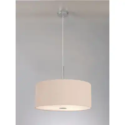 Baymont Polished Chrome 3m 5 Light E27 Single Pendant c w 600 Dual Faux Silk Fabric Shade, Antique Gold Ruby And 600mm Frosted PC Acrylic Diffuser