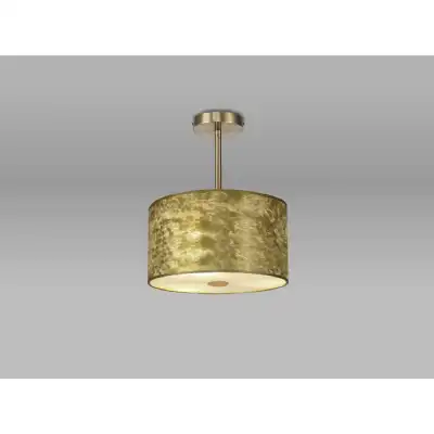 Baymont Antique Brass 1 Light E27 Semi Flush Fixture With 300mm Gold Leaf Shade With Frosted Acrylic Diffuser With Antique Brass Centre