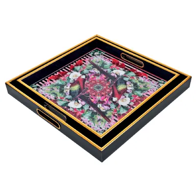 Myrtle and Mary Square Flower Bomb Serving Trays