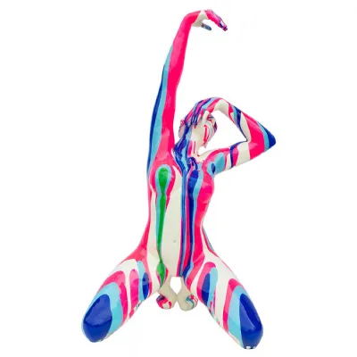 Amorous Pink and Blue Yoga Lady Sculpture
