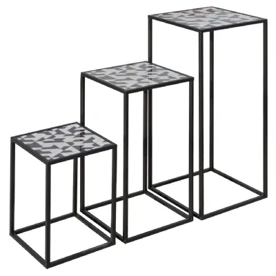 Nest of Three Tall Tables (Set of 3) – Geometric Top