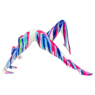 Amorous Pink and Blue Stretching Yoga Lady Sculpture