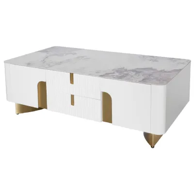 Colby White and Gold Coffee Table