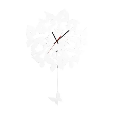 (DH) Infinity Butterfly With Pendulum Clock White Crystal