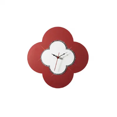 (DH) Infinity Flower Clock Red White
