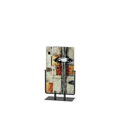 (DH) Aleta Glass Art Vase Rectangle With Stand Multi Colour