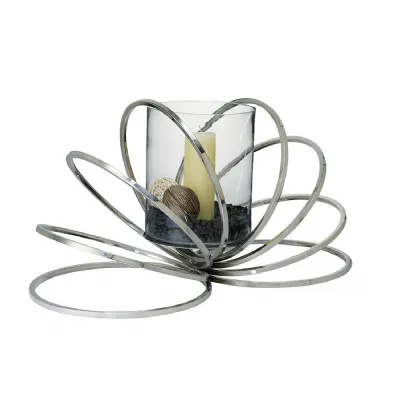 (DH) Oreo Candle Holder 8 Ring Large Polished Chrome Clear Glass