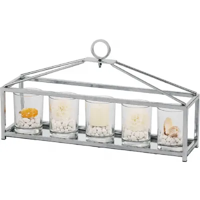 (DH) Athena 5 Candle Holder Small Polished Chrome Clear Glass