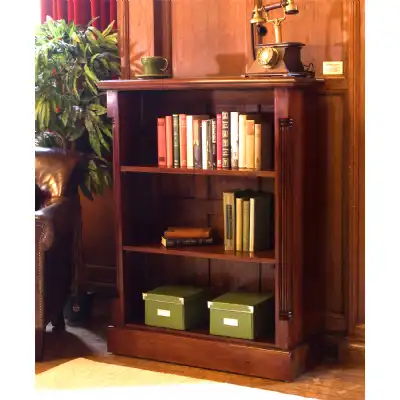 Dark Wood Mahogany Small Low Bookcase