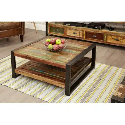 Reclaimed Painted Wood 80cm Square Coffee Table