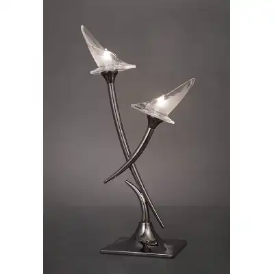 Flavia Table Lamp 2 Light G9, Black Chrome