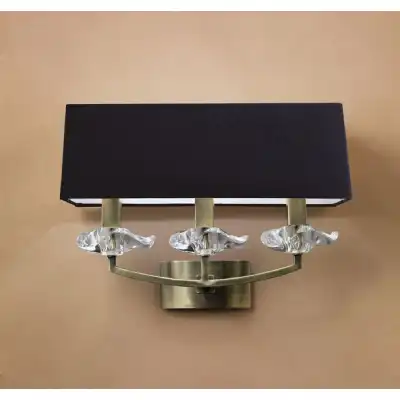 Akira Wall Lamp Switched 3 Light E14, Antique Brass With Black Shade