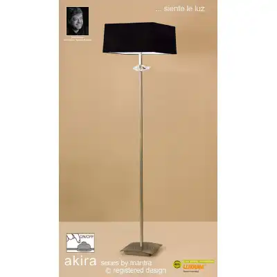 Akira Floor Lamp 3 Light E27, Antique Brass With Black Shade