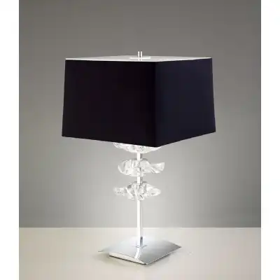 Akira Table Lamp 2 Light E27, Polished Chrome With Black Shade