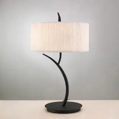 Eve Table Lamp 2 Light E27 Large, Anthracite With White Round Shade