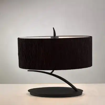 Eve Table Lamp 2 Light E27 Small, Anthracite With Black Oval Shade