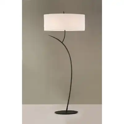 Eve Floor Lamp 2 Light E27, Anthracite With White Oval Shade
