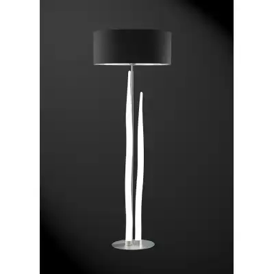 Estalacta Floor Lamp 3 Light GU10 Indoor, Silver Opal White With Black Shade