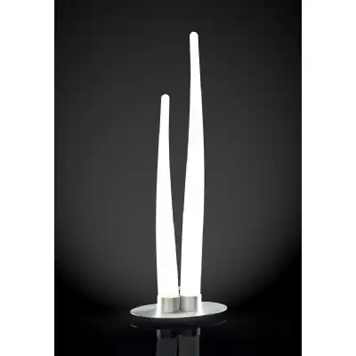 Estalacta Table Lamp 2 Light GU10 Indoor Outdoor IP44, Silver Opal White