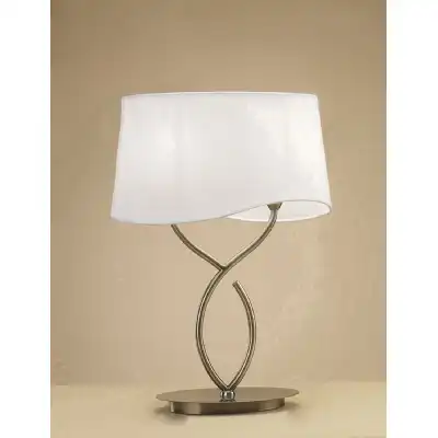 Ninette Table Lamp 2 Light E14 Large, Antique Brass With Ivory White Shade