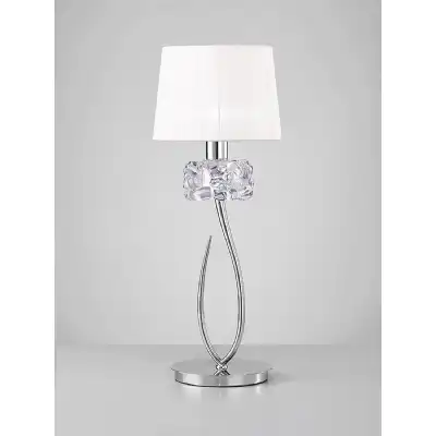 Loewe Table Lamp 1 Light E27 Large, Polished Chrome With White Shade
