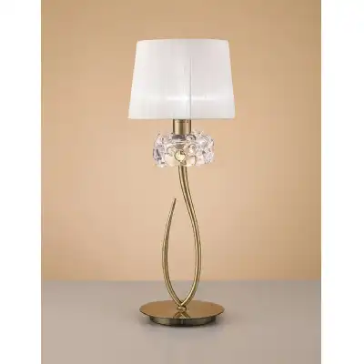 Loewe Table Lamp 1 Light E27 Large, Antique Brass With White Shade