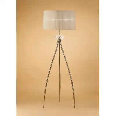 Loewe Floor Lamp 3 Light E27, Antique Brass With Soft Bronze Shade
