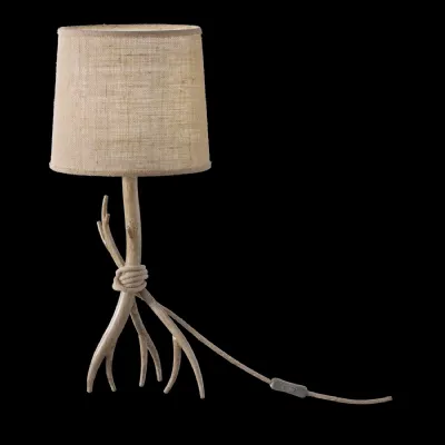 Sabina Table Lamp 57cm, 1 x E27 (Max 40W), Imitation Wood, Linen Shade