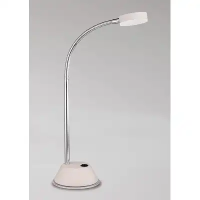 Tobias Table Lamp 1 Light 3W LED 3000K, 300lm, Matt White Frosted Acrylic Polished Chrome, 3yrs Warranty