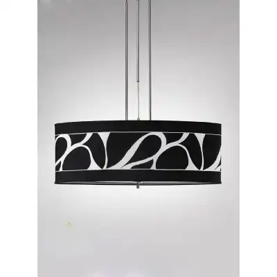Manhattan Linear Pendant 2 Light L1, SGU10, Polished Chrome, Frosted Glass With Black Patterned Shade, CFL Lamps INCLUDED