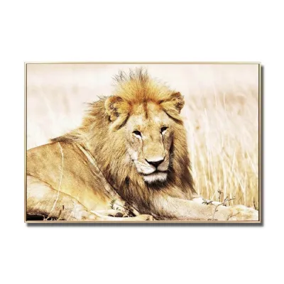 Golden Lion Glass Art Picture
