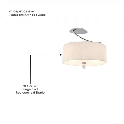 Eve Large Oval White Wrinkle Fabric Shade Semi Flush, Suitable For M1132 1152, 260mmx450mmx170mm