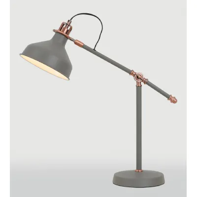 Brent Adjustable Table Lamp, 1 x E27, Sand Grey Copper White