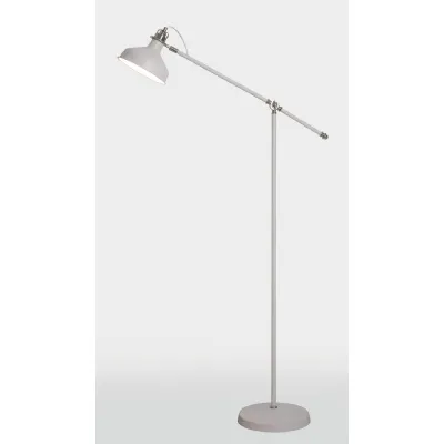 Brent Adjustable Floor Lamp, 1 x E27, Sand White Satin Nickel White