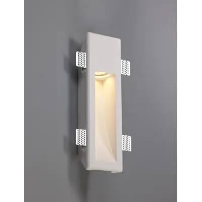 Tilbury Medium Recessed Wall Lamp, 1 x GU10, White Paintable Gypsum, Cut Out: L:353mmxW:103mm