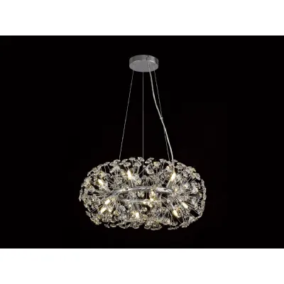 Polished Chrome 60cm Ring Pendant Light Clear K9 Crystals