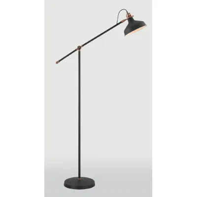 Brent Adjustable Floor Lamp, 1 x E27, Graphite Copper White