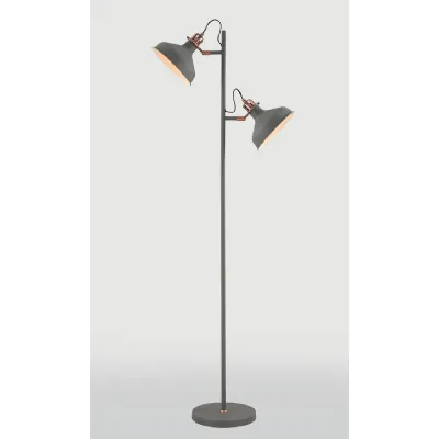 Brent Floor Lamp, 2 x E27, Sand Grey Copper White