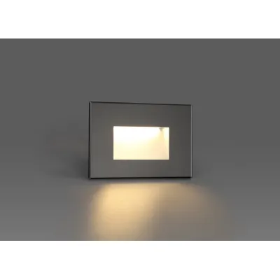 * Luton Recessed Rectangle Glass Fronted Wall Lamp, 1 x 3.3W LED, 3000K, 145lm, IP65, Black, 3yrs Warranty