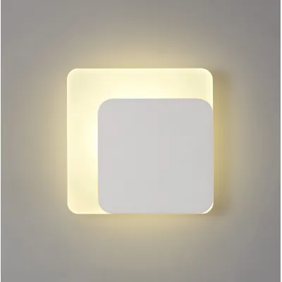 Edgware Magnetic Base Wall Lamp, 12W LED 3000K 498lm, 15 19cm Square Right Offset, Sand White Acrylic Frosted Diffuser