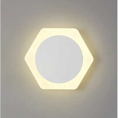 Edgware Magnetic Base Wall Lamp, 12W LED 3000K 498lm, 15cm Round 19cm Horizontal Hexagonal Centre, Sand White Acrylic Frosted Diffuser